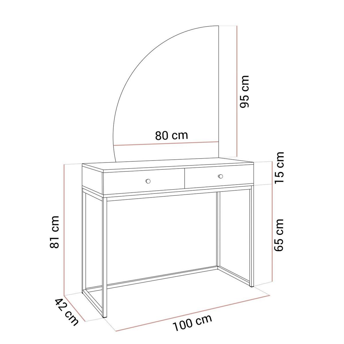 SCHMINKTISCH QUINNIE KASCHMIR mit LED-Spiegel links gold Griff - Kaschmir, Holzwerkstoff (100/175/42cm) - Lookway