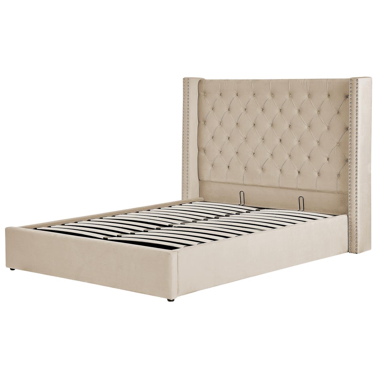 POLSTERBETT 140/200cm Beige Lubbon - Beige, Textil (140/200cm) - Beliani