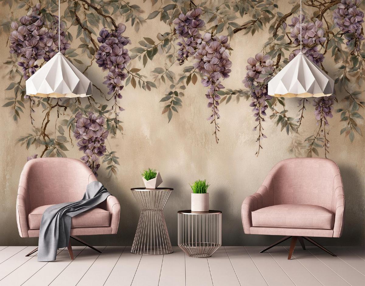 FOTOTAPETE Blumen Hängend Beige 250x175 cm - Multicolor, Papier (250/175cm) - Wallarena
