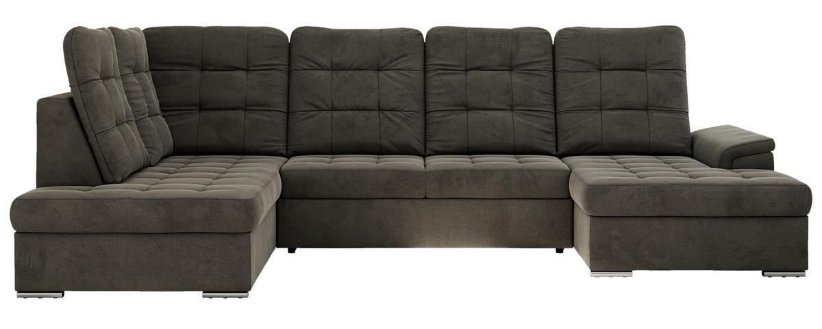 WOHNLANDSCHAFT MADRITO U - Dunkelgrau Velorus - Links - Dunkelgrau/Silberfarben, Textil/Metall (204/89/323cm) - MKS