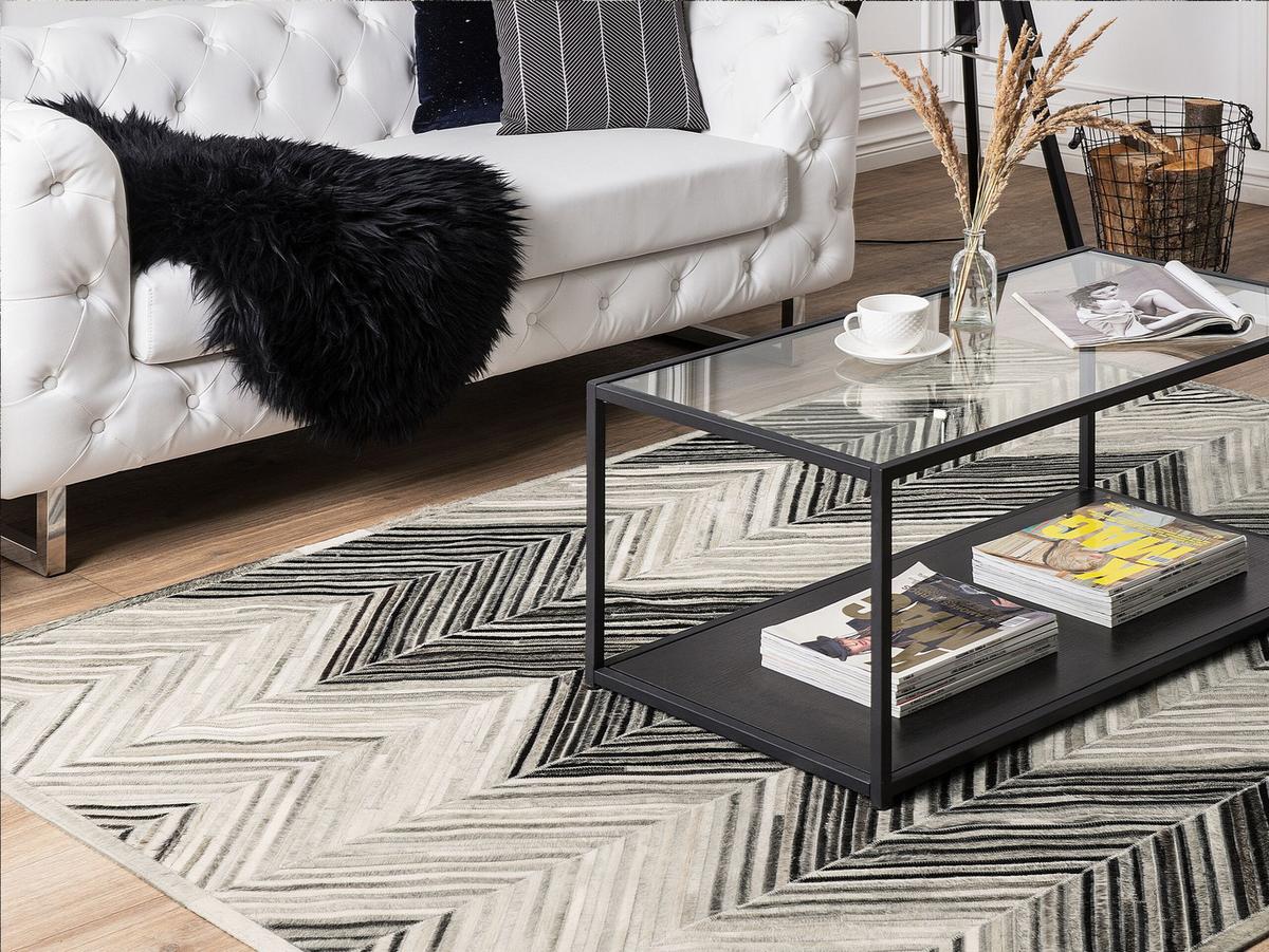 KURZFLOR-TEPPICH Aytepe 230/160 cm - Grau, Fell (160/230cm) - Beliani