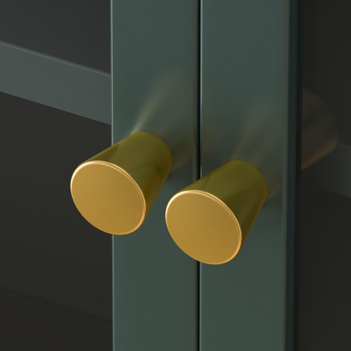 WANDSCHRANK 120cm Metall 4 Türen Graues Glas - Dunkelgrün, Metall (120/70/23cm) - Urban Meuble