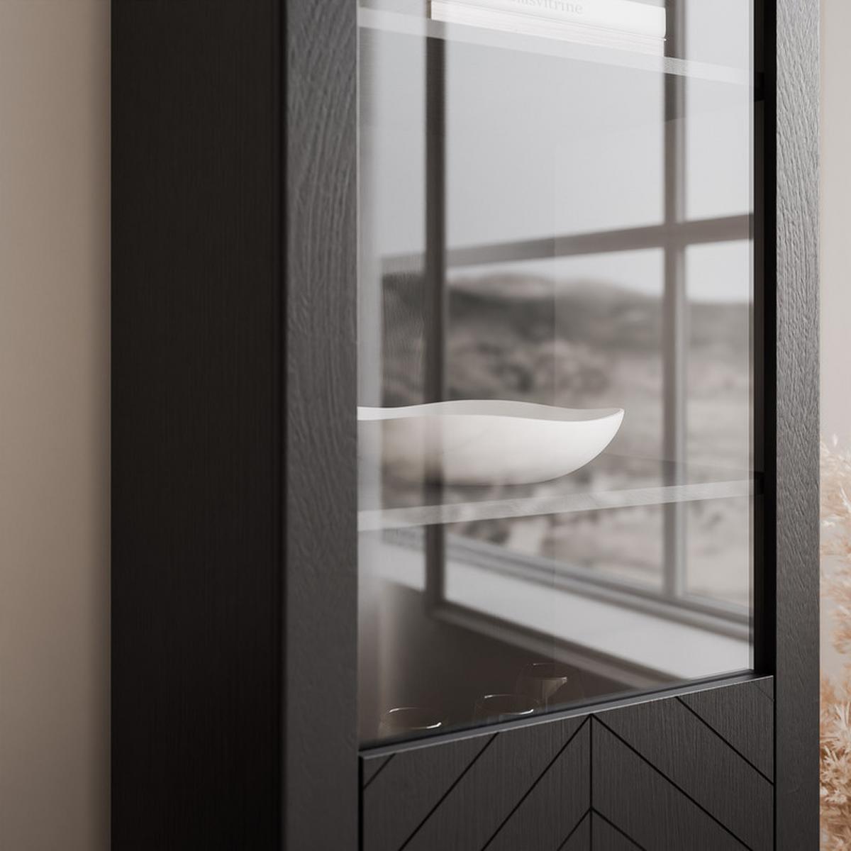 VITRINE LORIEN 59 cm Schwarz - Schwarz, Holzwerkstoff/Metall (59.6/197.1/40.6cm) - Idohome