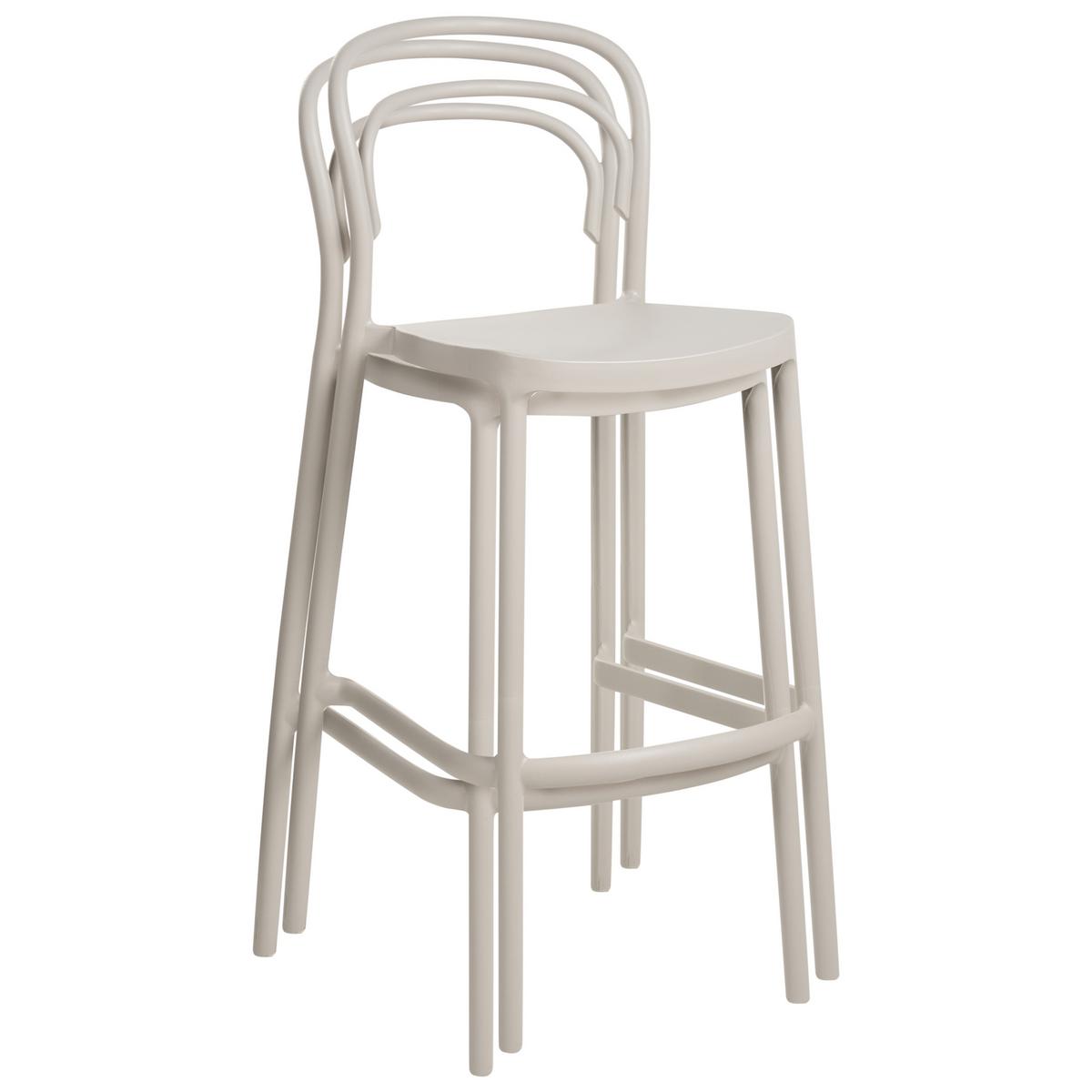 GARTEN-BARHOCKER 2er-Set Beige Porano - Beige, Kunststoff (48/106/48cm) - Beliani