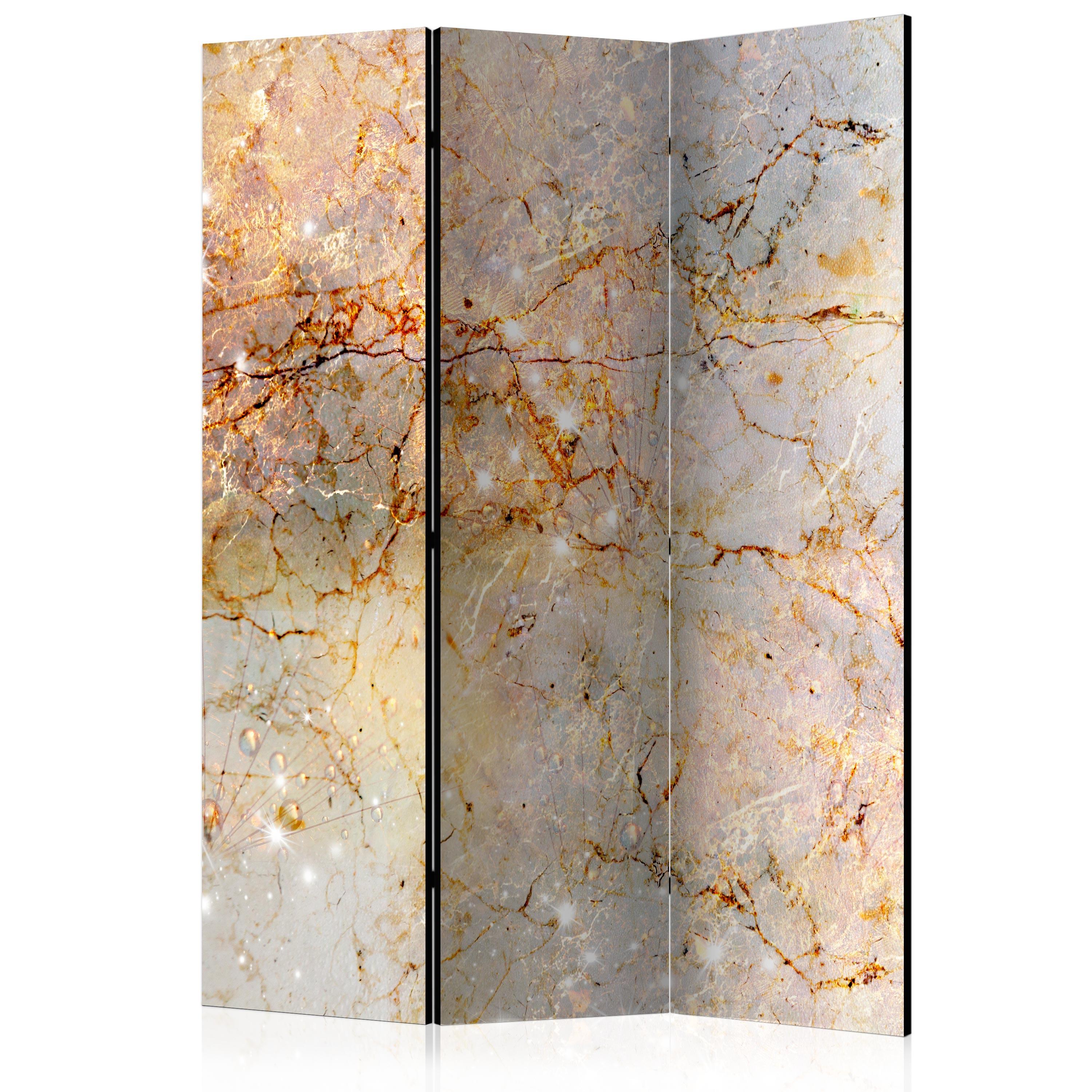PARAVENT Einseitig Bedruckter 3-tlg 135x172 cm Klassischer Marmor - Beige, Holz/Textil (135/172/3cm) - Muralo