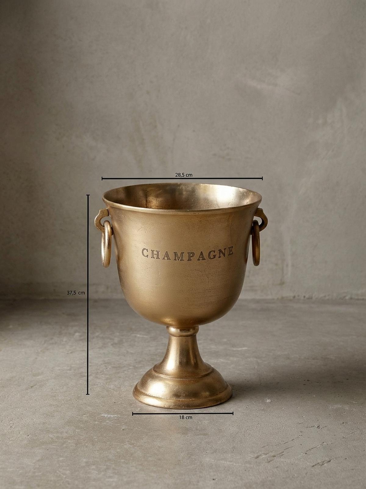 CHAMPAGNERKÜHLER Aluminium Modern 2 Flaschen Ringgriffe ALBEGNA, Gold 29x29x38 cm - Goldfarben, Metall (18/38cm) - KADIMA DESIGN