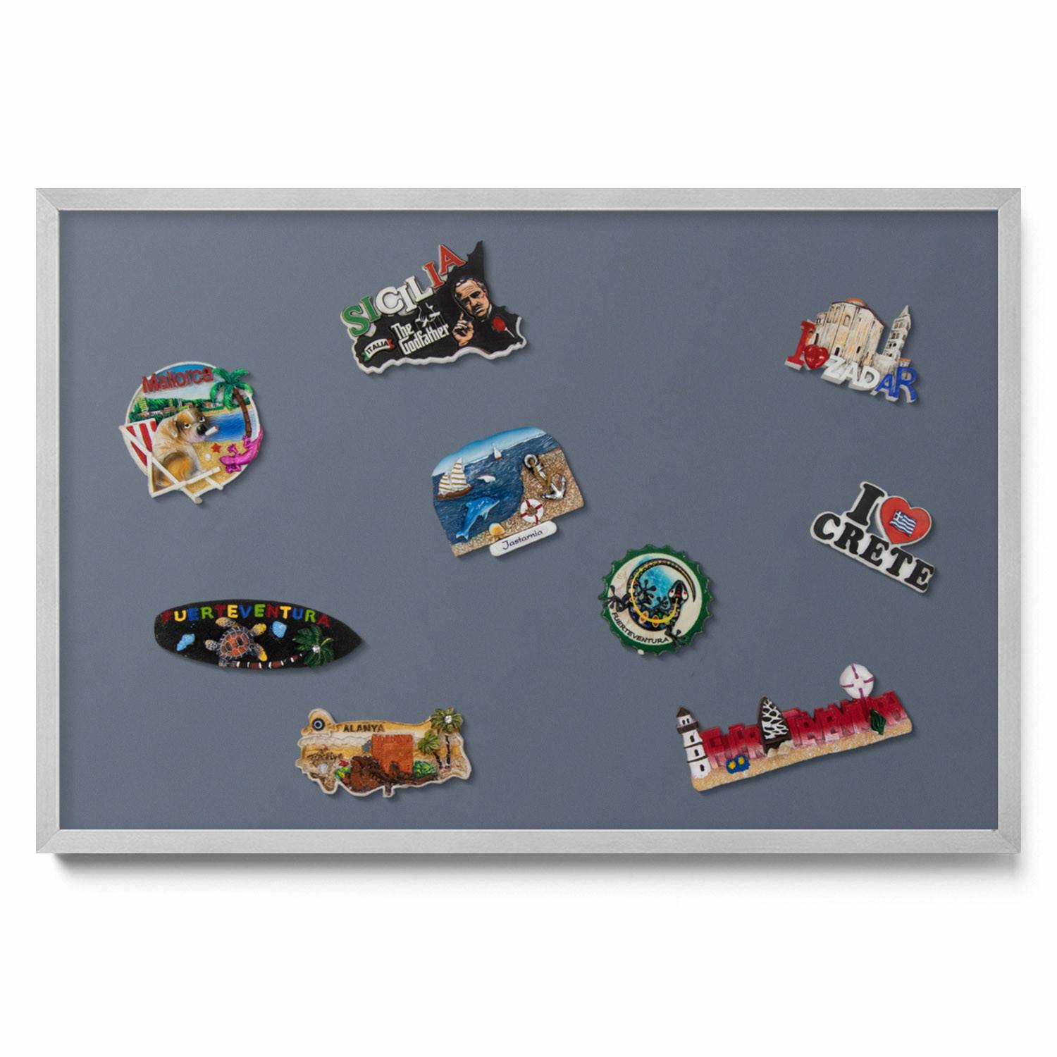 MAGNETTAFEL 60x40 cm Silberner Rahmen Kühles Grau - Silberfarben, Metall (60/50/0.4cm) - TULUP