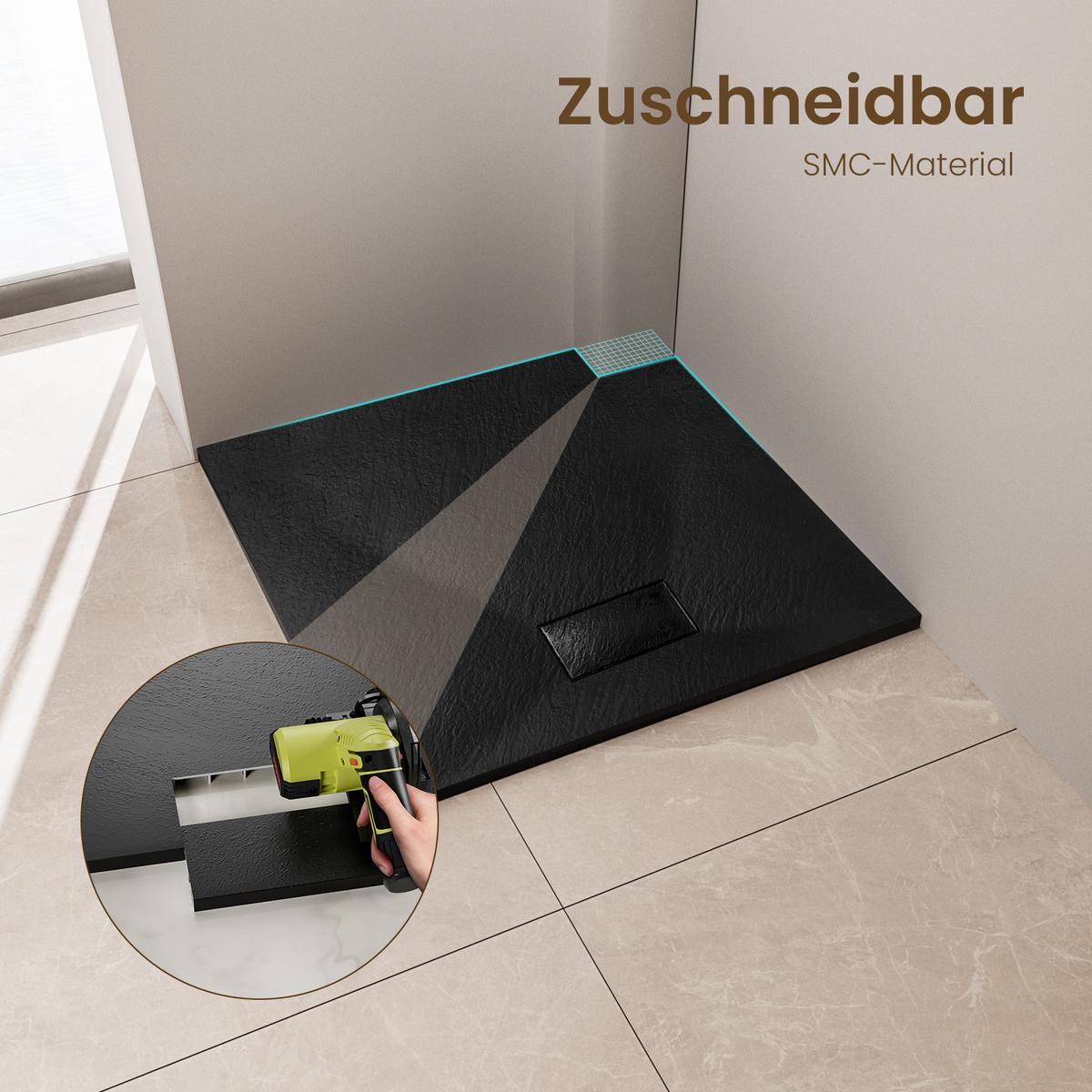 DUSCHWANNE mit rutschhemmender Oberfläche Schwarz 90/90 cm - Schwarz, Kunststoff (90/2.6/90cm) - EMKE
