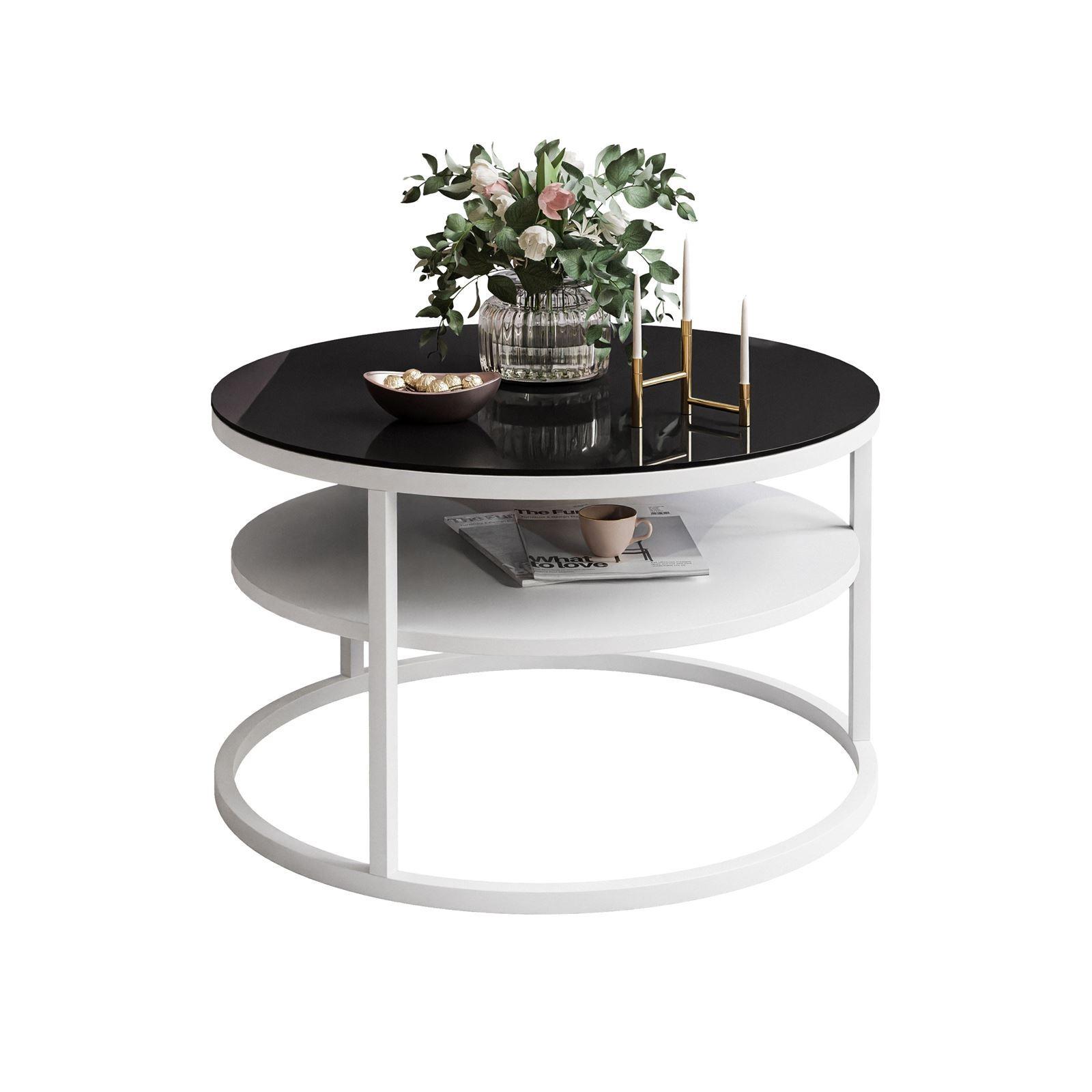 COUCHTISCH CIRI SLIM GLASS mit Regal - Schwarz/Weiß, Glas (60/60/41cm) - Lookway