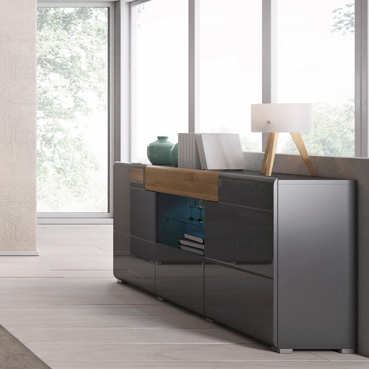 SIDEBOARD Jules Grau und Holz - Grau, Holzwerkstoff (159/82/39cm) - Petits-meubles