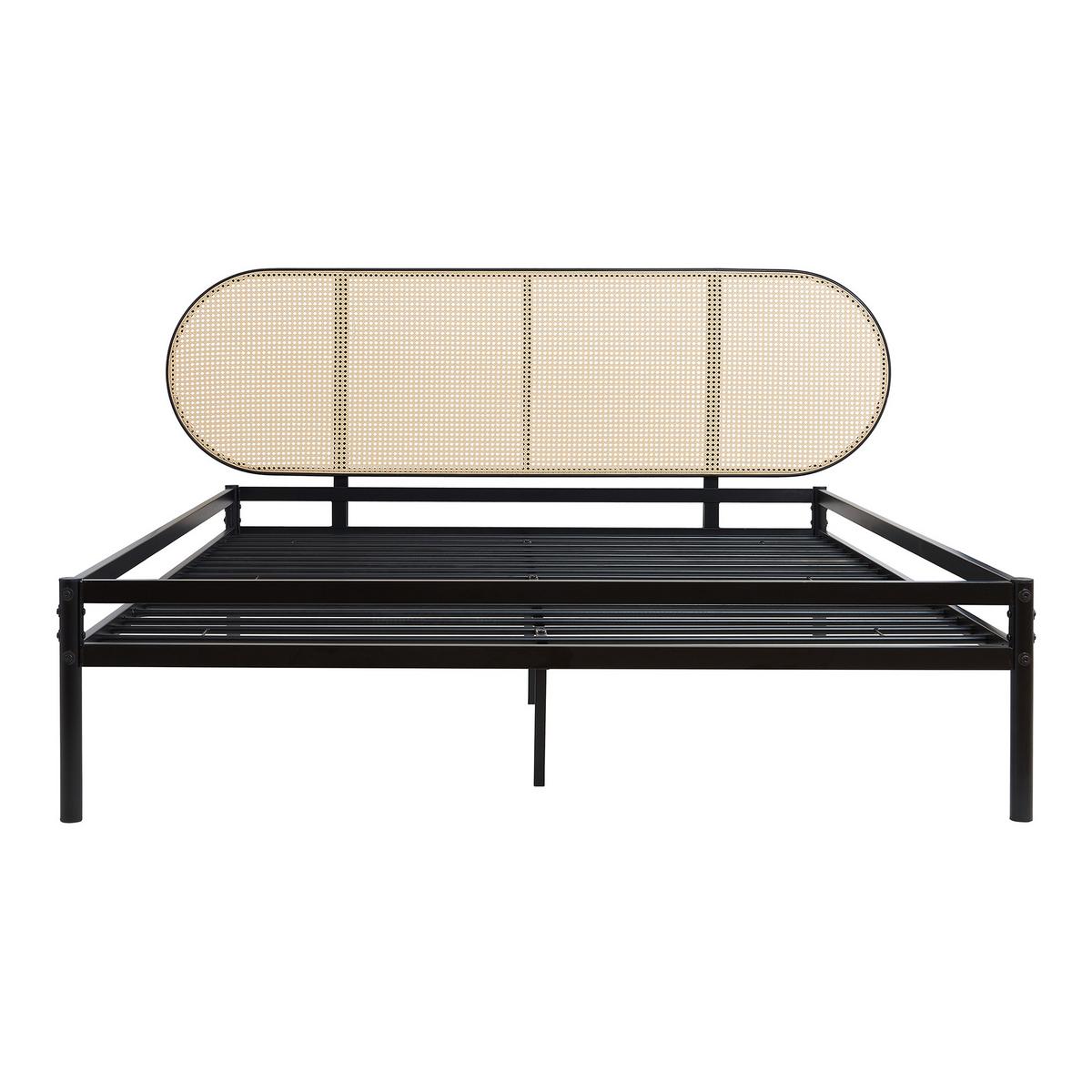 METALLBETT Linköping - Beige/Schwarz, Metall (160/200cm) - [en.casa]