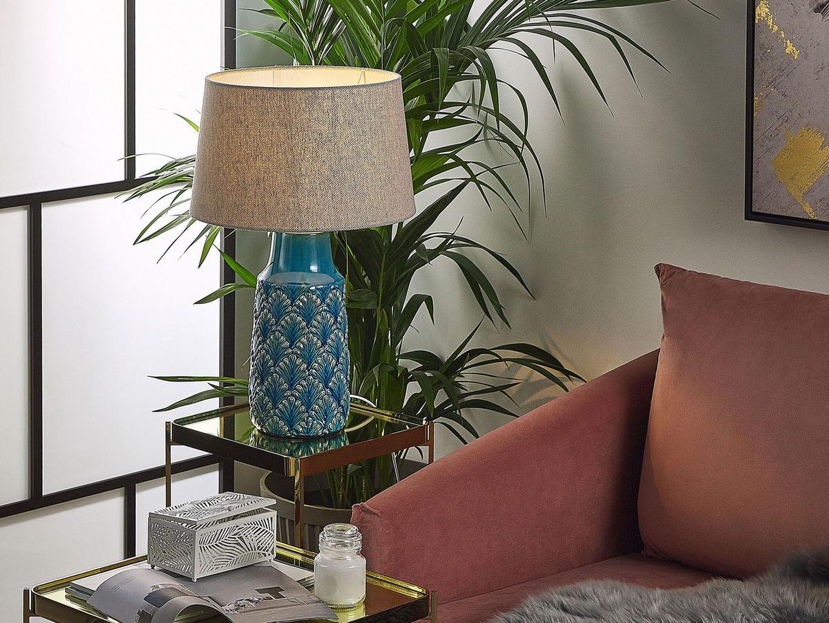 TISCHLAMPE Thaya 35/35/55 cm - Blau, Keramik (35/35/55cm) - Beliani