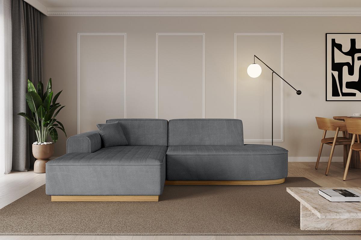 ECKSOFA Ottomane Links IREA-L1-v2 - 232x165x80 cm Duneklgrau - Dunkelgrau, Holzwerkstoff/Textil (232/165cm) - ALTDECOR