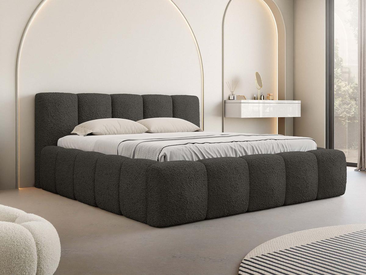 POLSTERBETT Kevson Boucle - Dunkelgrau, Holzwerkstoff/Textil (180/200cm) - MIRJAN24