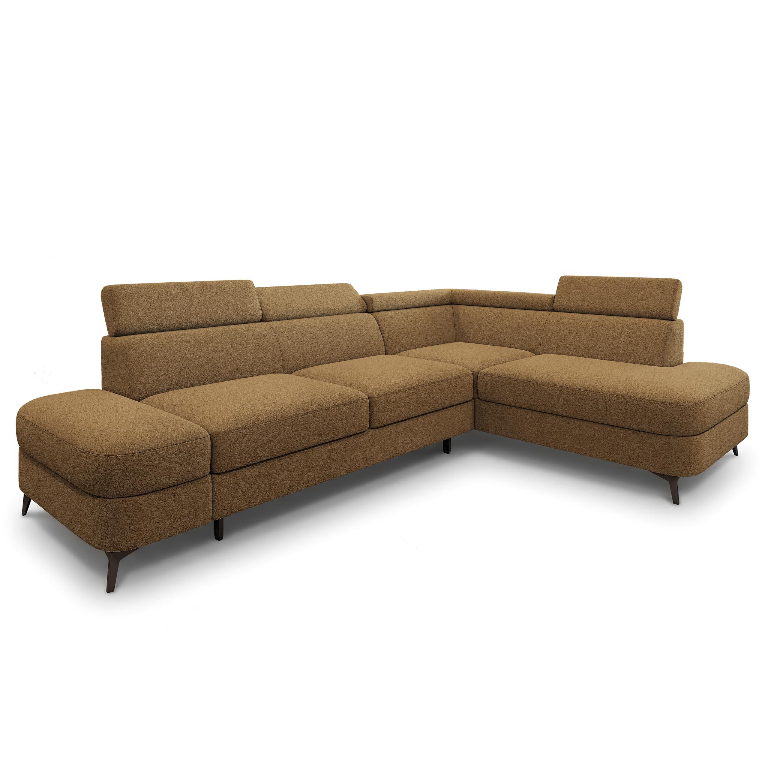ECKSOFA AVISE Q R-S Orange Boucle-Stoff mit Schlaffunktion - Orange, Holzwerkstoff/Textil (268/195cm) - MASSENO
