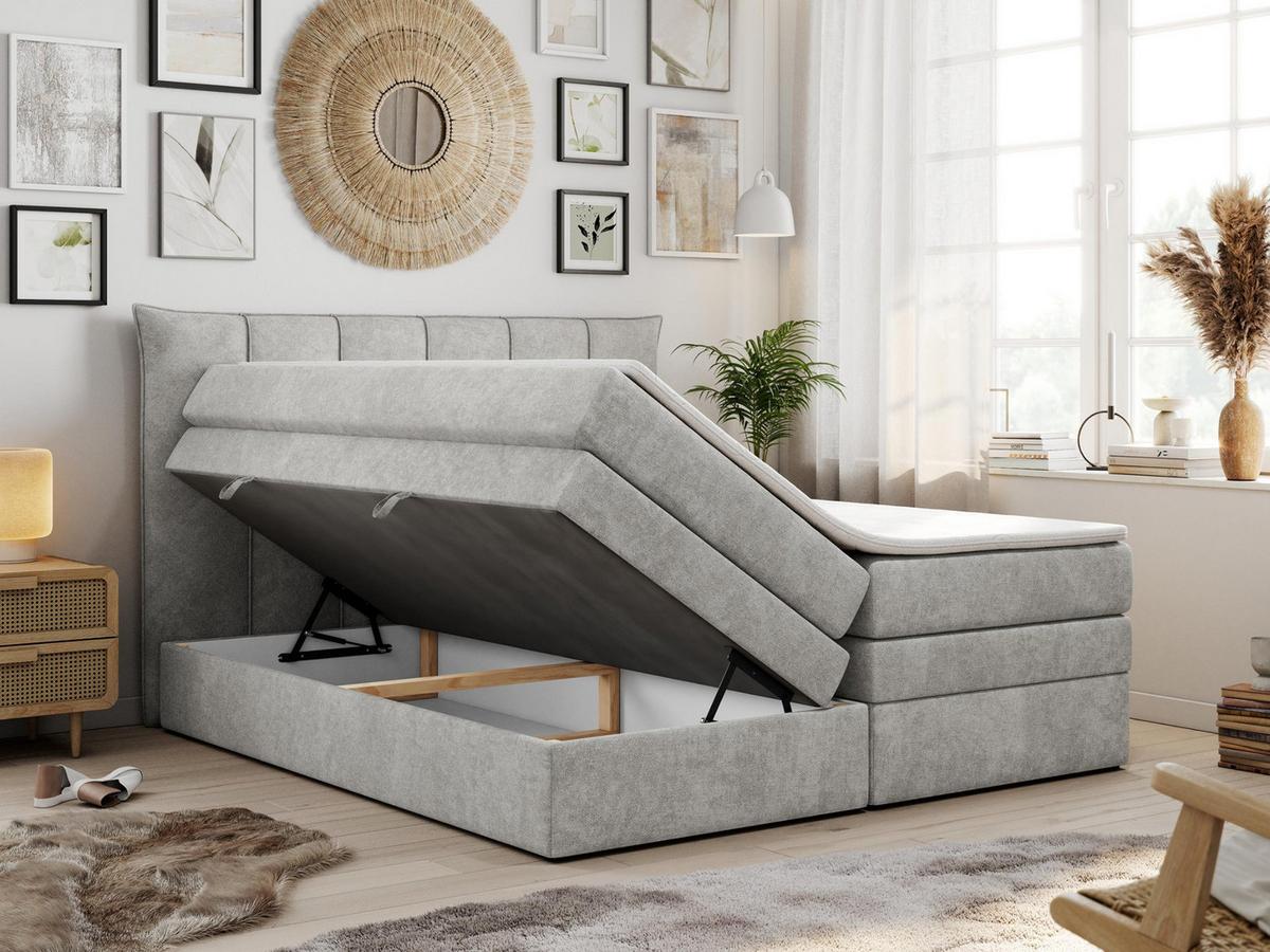 BOXSPRINGBETT PREMIUM 10 KING 200/200 Hellgrau Struktur - H3 - Hellgrau, Holz/Textil (200/200cm) - MKS
