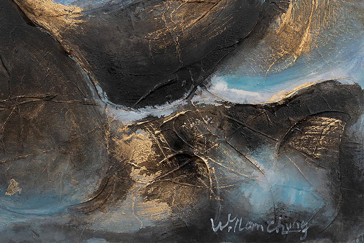 ACRYLBILD HANDGEMALT 60/90 cm - Blau, Holz/Textil (60/90cm) - KUNSTLOFT