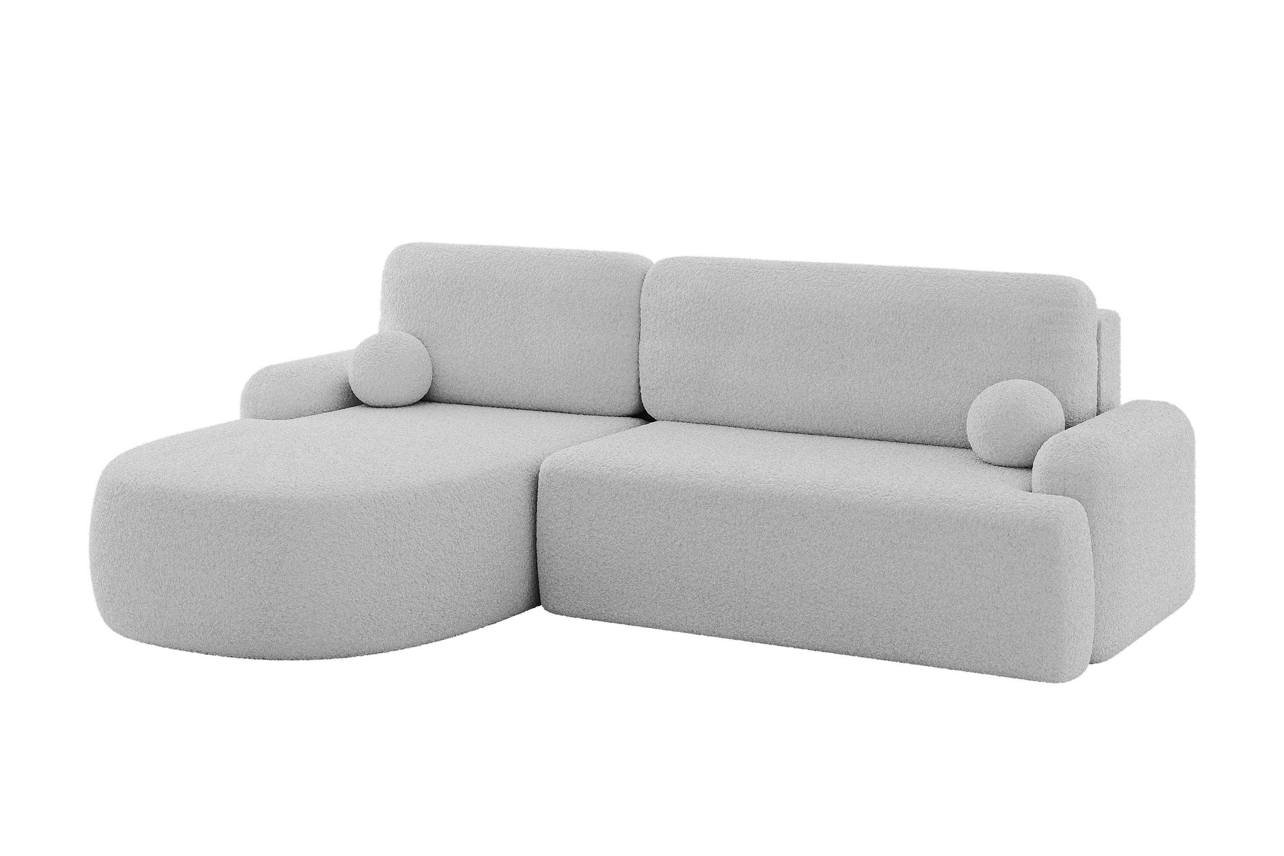 ECKSOFA mit Schlaffunktion und Bettkasten LIRA-L - 264x172x89 Hellgrau - Hellgrau, Holzwerkstoff/Textil (264/172cm) - ALTDECOR