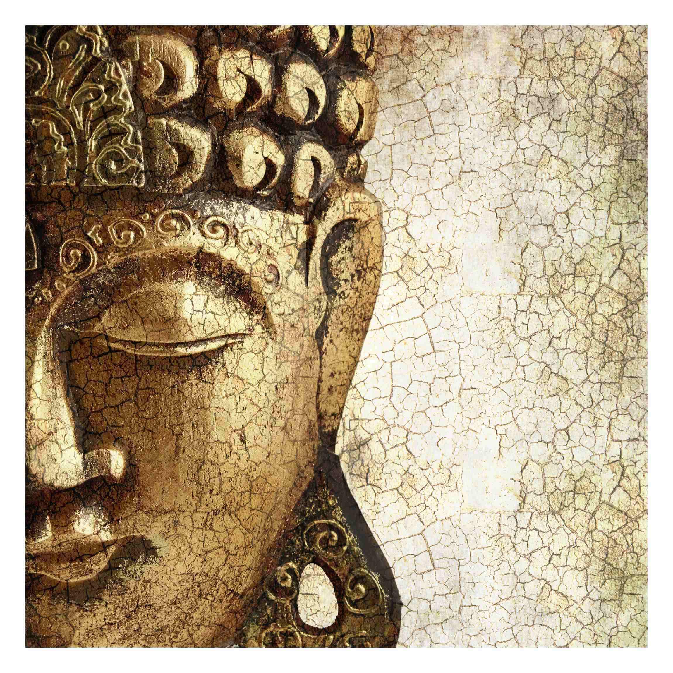 FOTOTAPETE Vintage Buddha 240/240 cm - Goldfarben, Papier (240/240cm) - Bilderwelten