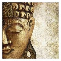 FOTOTAPETE Vintage Buddha 240/240 cm - Goldfarben, Papier (240/240cm) - Bilderwelten