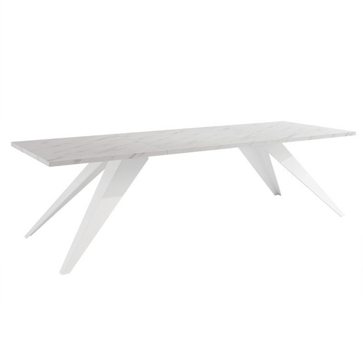 AUSZIEHTISCH XANDRO 140/80/76 cm mit Metallgestell, Weiß / Bianco - Perlmutt/Weiß, Holzwerkstoff/Metall (80/140/76cm) - Idohome