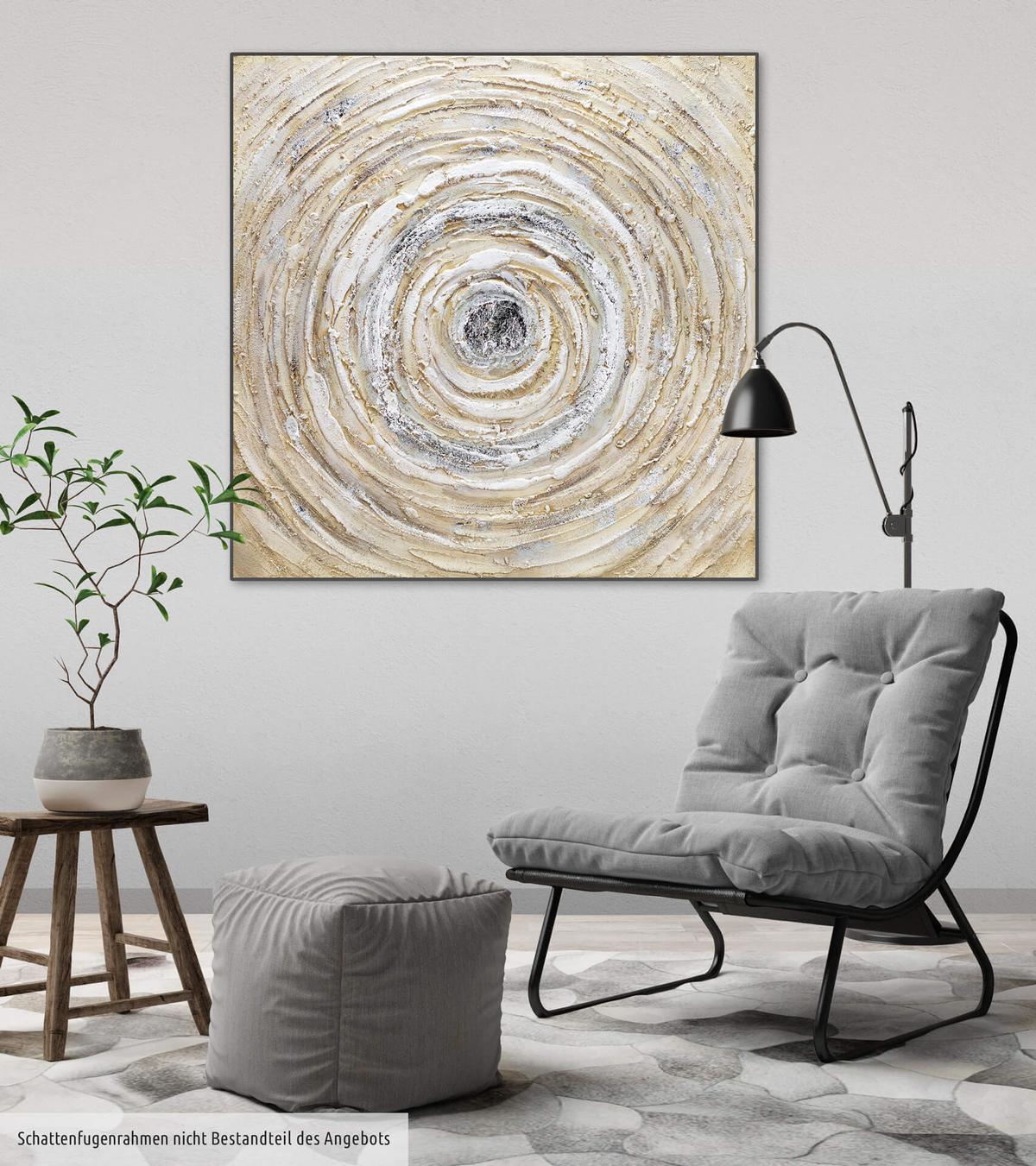 ACRYLBILD HANDGEMALT 80/80 cm - Beige, Holz/Textil (80/80cm) - KUNSTLOFT