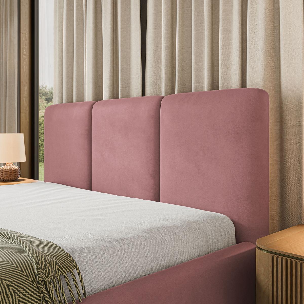POLSTERBETT MORENA MGV 180x200 cm mit Bettkästen - Rosa - Rosa, Holz (180/200cm) - MASSENO