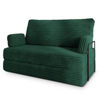 BETTSOFA LADIA aus Schaumstoff Kordstoff Grün Schlaffunktion - Grün, Textil (140/86/60cm) - MASSENO
