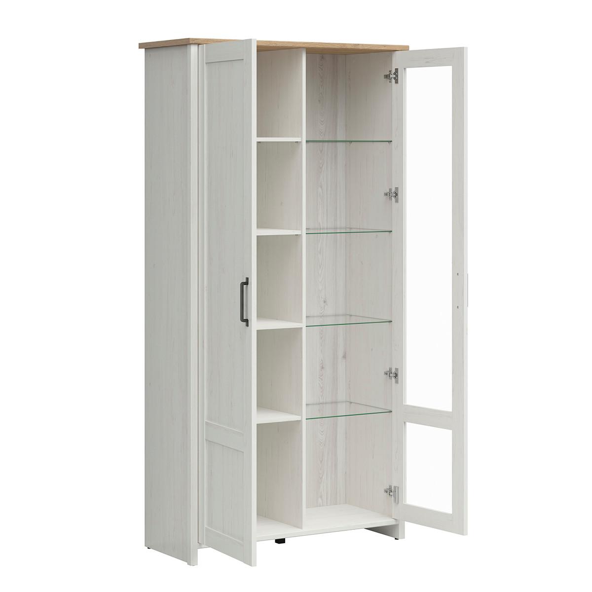 GESCHIRRSCHRANK Aksel Weiß und Holz - Weiß, Holzwerkstoff (102/201/43cm) - Petits-meubles