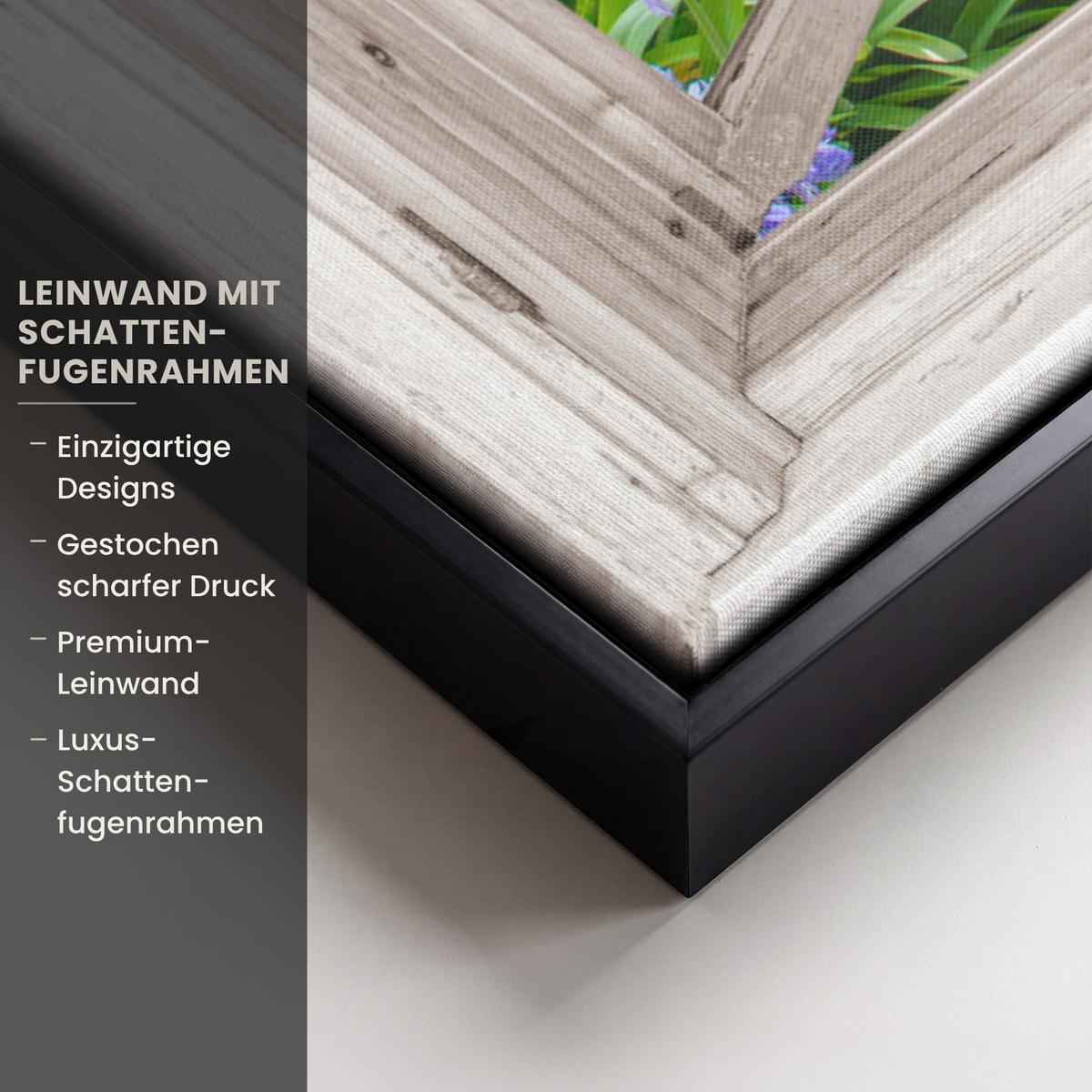 LEINWAND Bilder mit Rahmen - Hortensie - Durchsichtig - Blumen - Sommer - Lila - Weg - 100x70 - Lila, Textil (100/70cm) - MuchoWow