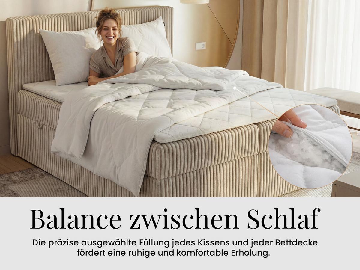 GANZJAHRESBETTDECKE hypoallergene NATENA 160/200 mit Kopfkissen 80/80 - Weiß, Textil (160/200cm) - MKS