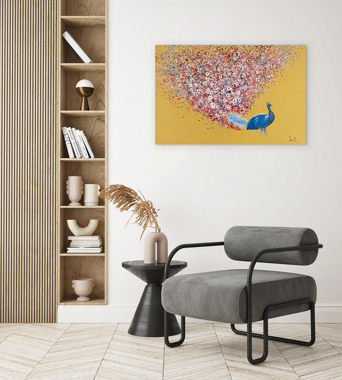ACRYLBILD HANDGEMALT 90/60 cm - Blau/Pink, Holz/Textil (90/60cm) - KUNSTLOFT
