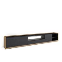 LOWBOARD, Schwarz und Eiche, 310/37/50cm, mit Led - Schwarz, Holzwerkstoff (310/50/37cm) - Skraut Home