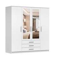 DREHTÜRENSCHRANK 200/207/57/61 cm Szantal 4D Weiß/Weiß - Alufarben/Weiß, Glas/Holzwerkstoff (200/210/61cm) - imoebel24