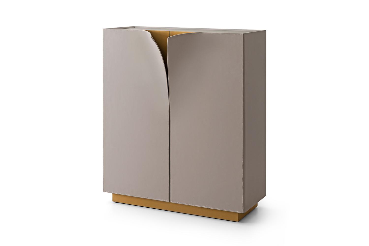 HIGHBOARD EMMA Grau Holz - Messingfarben/Braun, Holz/Metall (100/120/42cm) - KAWOLA