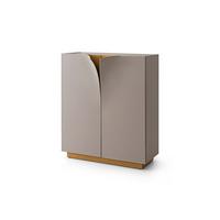 HIGHBOARD EMMA Grau Holz - Messingfarben/Braun, Holz/Metall (100/120/42cm) - KAWOLA