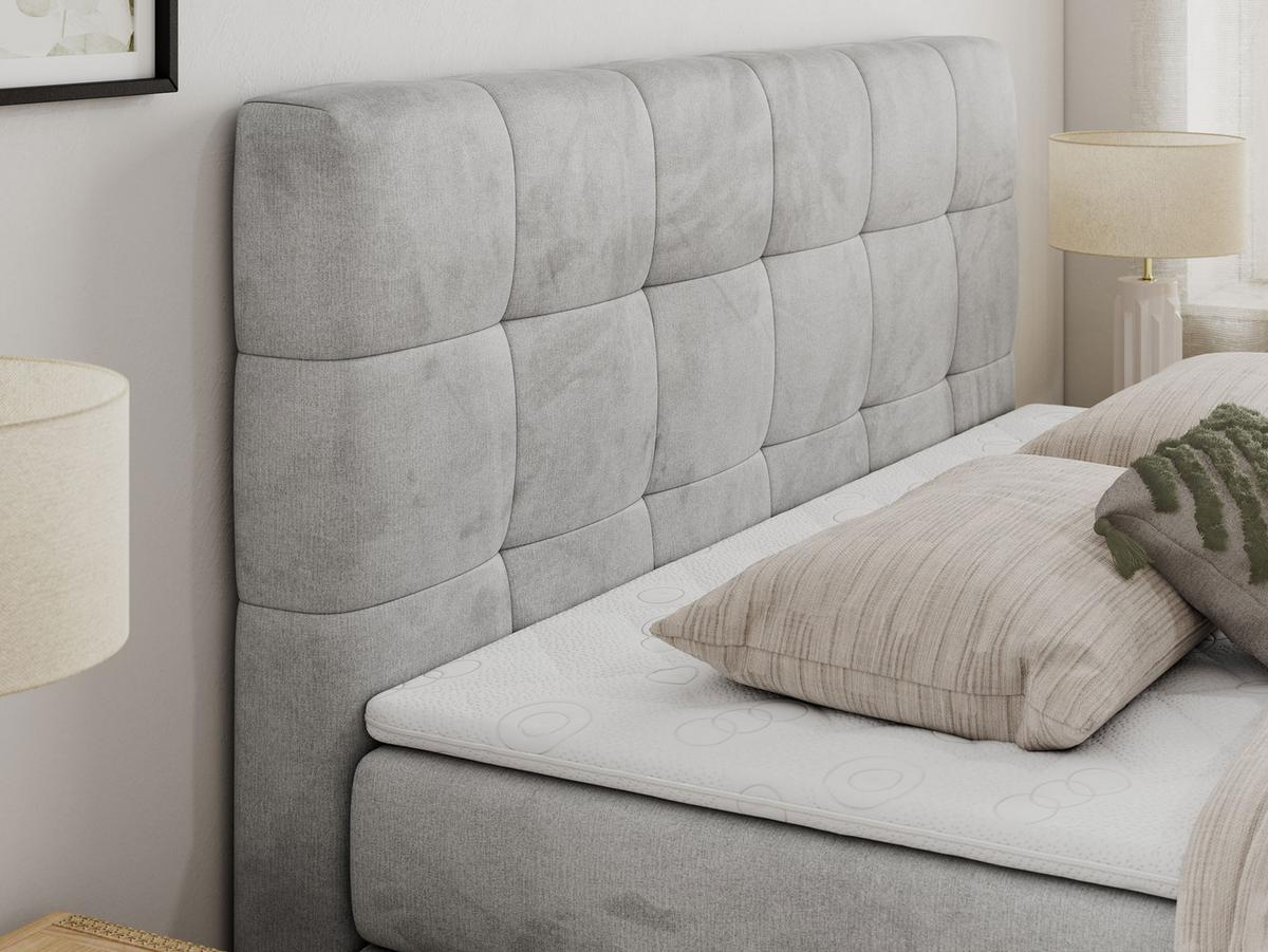 BOXSPRINGBETT LUKA KING 200/200 Hellgrau Velvet - H4 - Hellgrau, Holz/Textil (200/200cm) - MKS