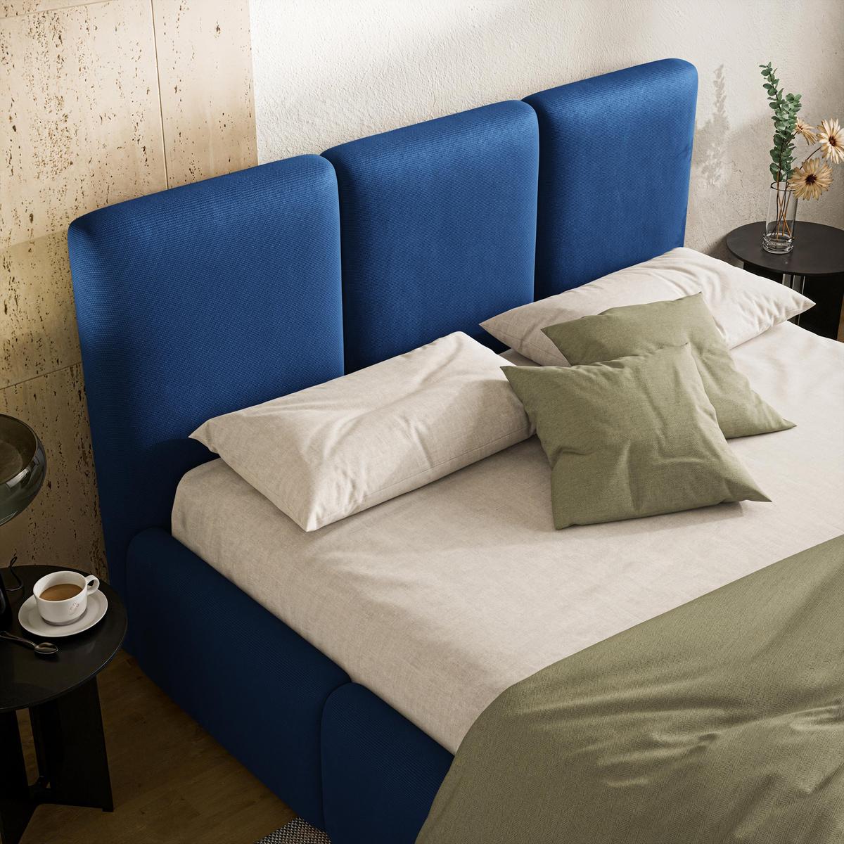 POLSTERBETT ARSIL 140x200 cm mit Bettkästen - Blau - Blau, Holz/Textil (140/200cm) - MASSENO