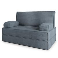BETTSOFA LADIA aus Schaumstoff Kordstoff Grau Schlaffunktion - Grau, Textil (140/86/60cm) - MASSENO