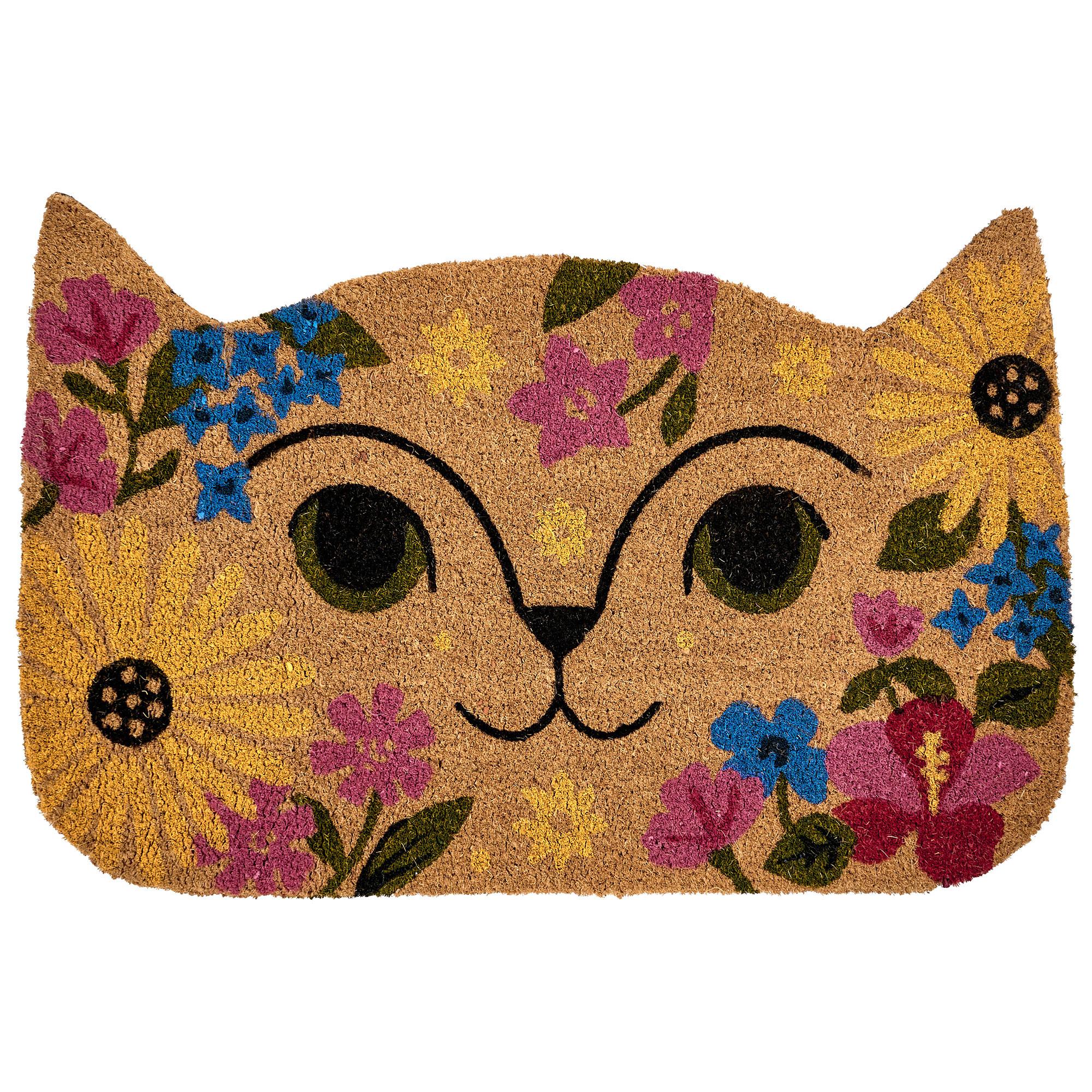 FUSSMATTE Bunt 60/90 cm Katze Kokosfasern Caliraya - Multicolor, Textil (60/90cm) - Beliani