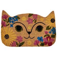 FUSSMATTE Bunt 60/90 cm Katze Kokosfasern Caliraya - Multicolor, Textil (60/90cm) - Beliani