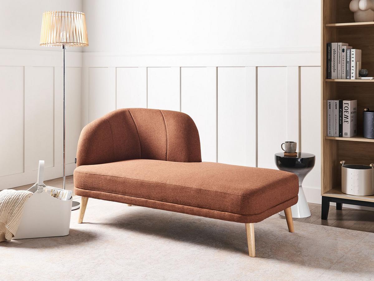 CHAISELONGUE-LINKSSEITIGE Stoff Goldbraun Tanlay - Goldfarben/Braun, Textil (74/78/153cm) - Beliani