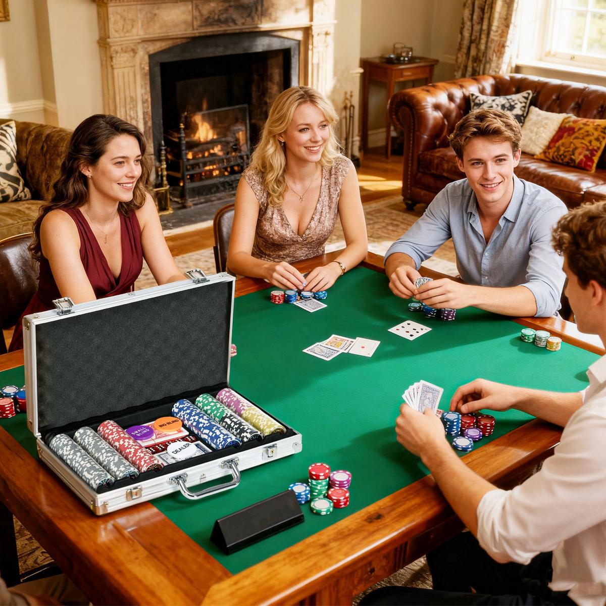 POKERKOFFER Set, 300 Pokerchips 11,5 Gramm, Pokerset mit Schloss Silber - Silberfarben, Metall (23/38.5cm) - SPORTNOW