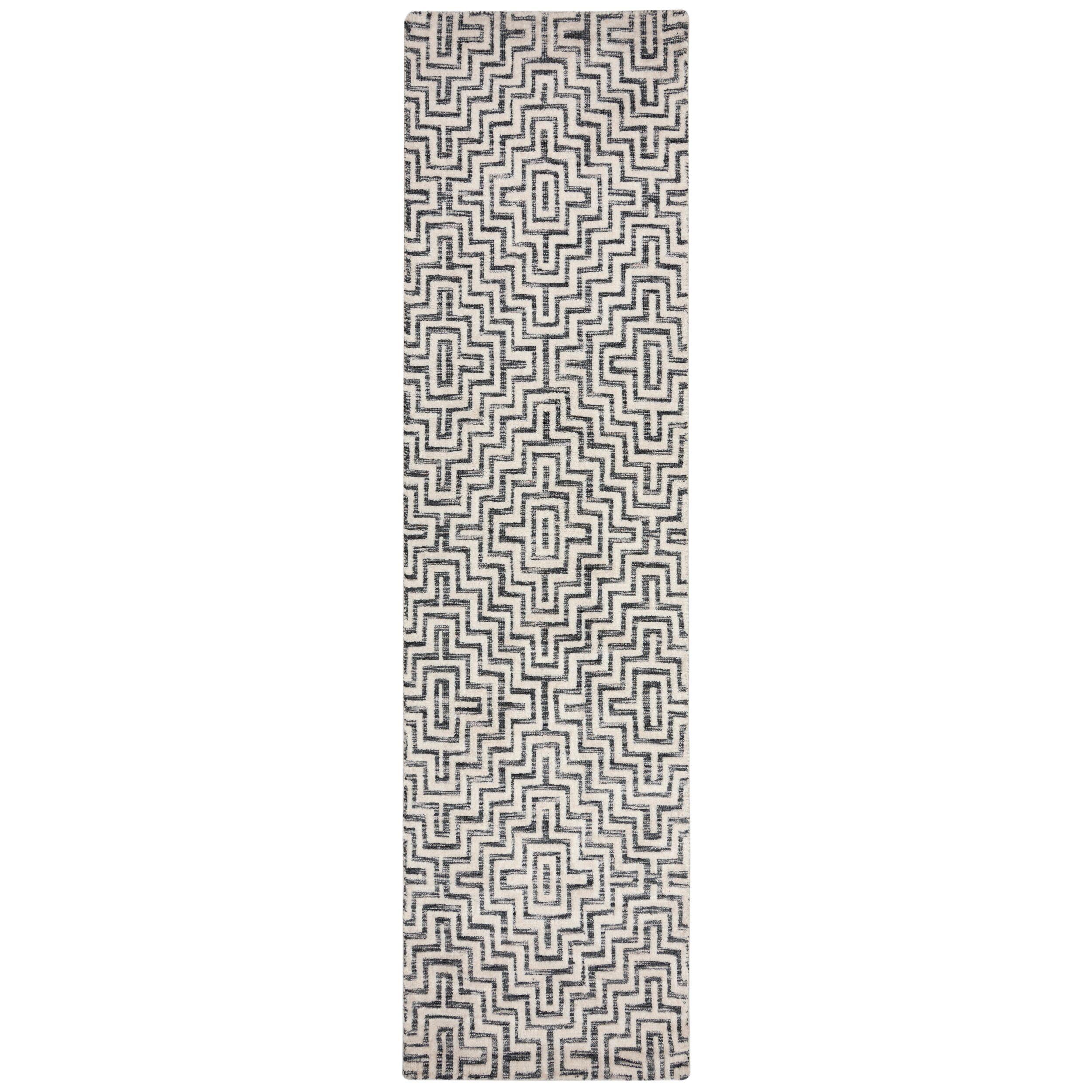 TEPPICH ARLEN, geometrisch, Grau, 80 x 300 cm - Grau, Textil (80/300cm) - KADIMA DESIGN