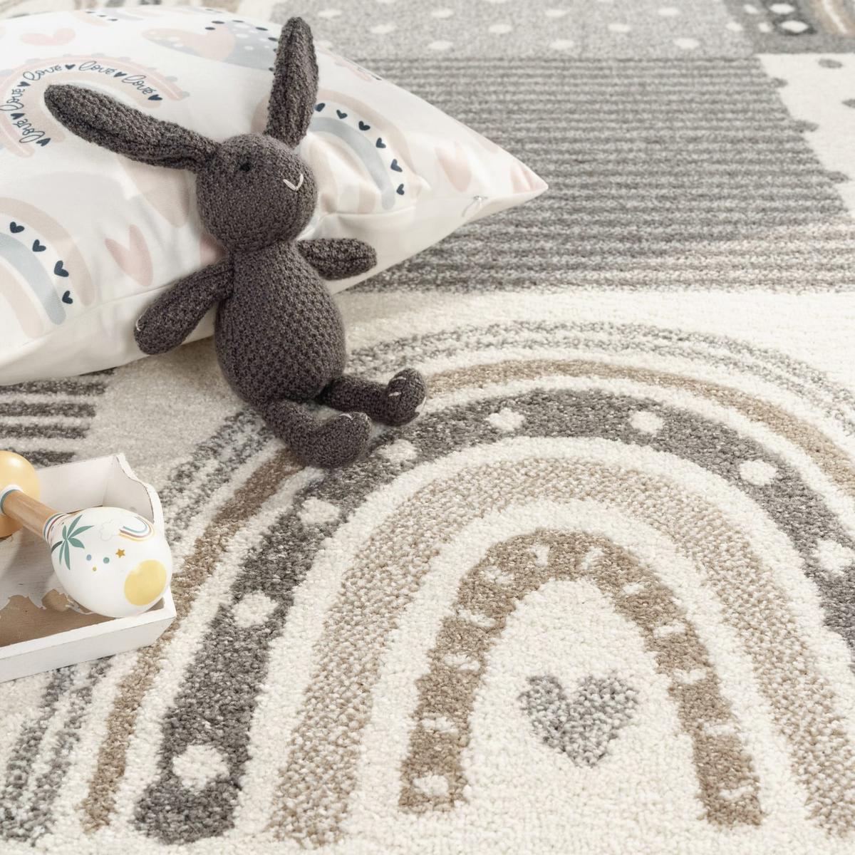 KINDERTEPPICH, mit Prinzessinnen-Patchwork, Grau, 80 x 150 cm - Grau, Textil (80/150cm) - KADIMA DESIGN