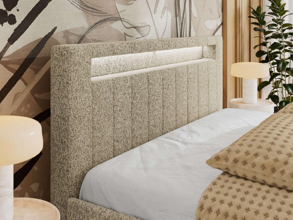 POLSTERBETT GOLD 5 CLASSIC 160/200 - Dunkelbeige Strukture - Multipocket-Matratze - Taupe, Textil (160/200cm) - MKS