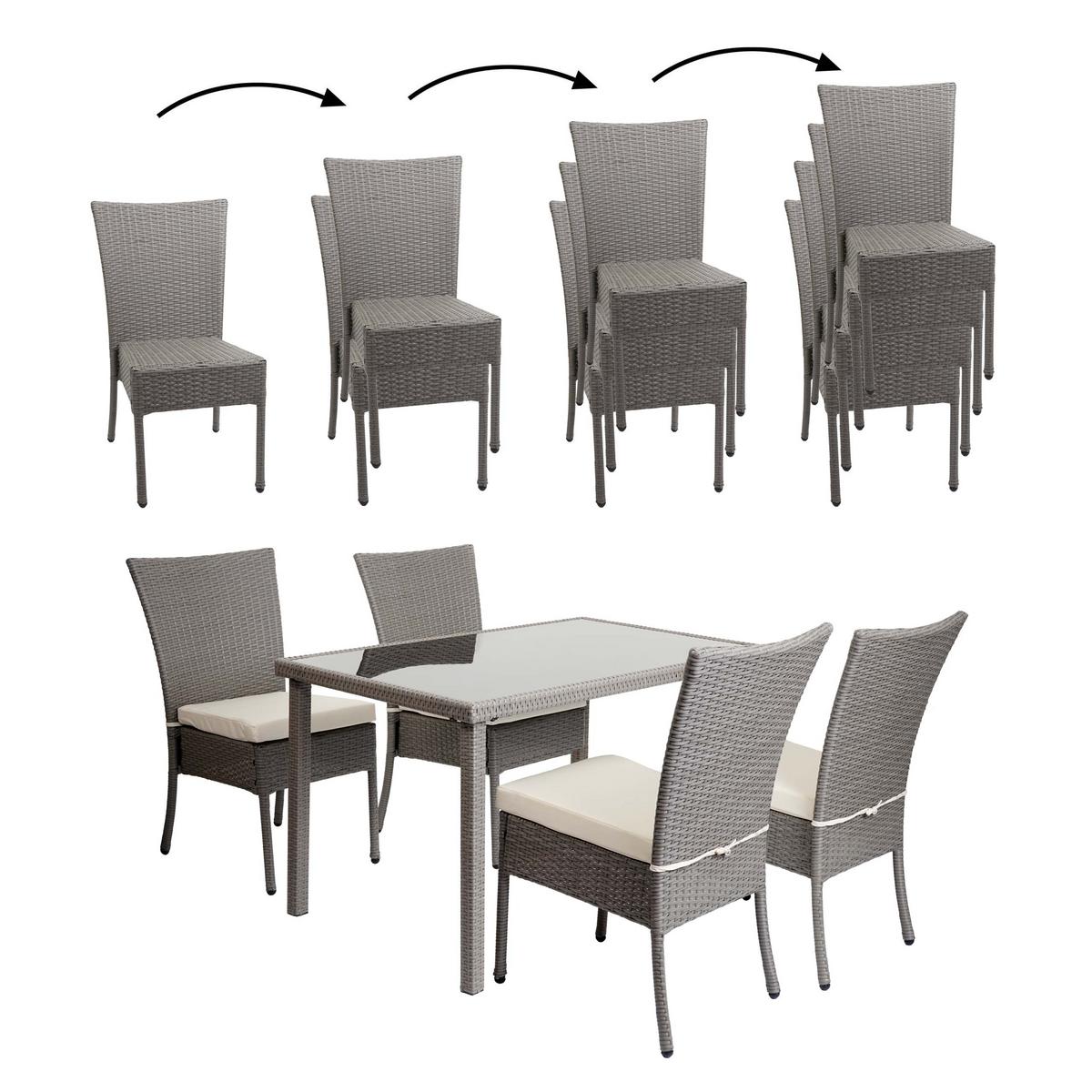 GARNITUR Grau, Cremeweiß 5-teilig-Set - Weiß/Grau, Kunststoff - MCW