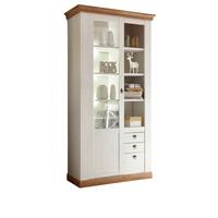 VITRINE weiß Pinie, Eiche Wotan 102 x 200 cm, Vitrinenschrank mit 10 Fächern - Silberfarben/Eiche Wotan, Glas/Holzwerkstoff (102/204/44cm) - Furn.Design