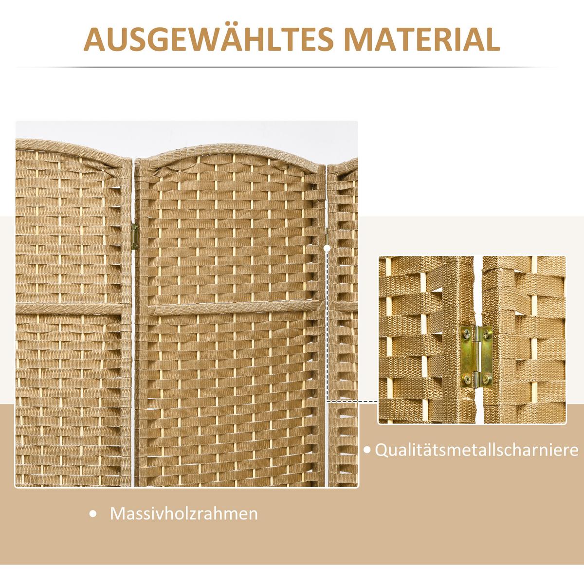 PARAVENT 8-teilig 320 x 170 cm Raumteiler Trennwand aus Kiefernholz Natur - Naturfarben, Kunststoff (1.6/170/320cm) - HOMCOM