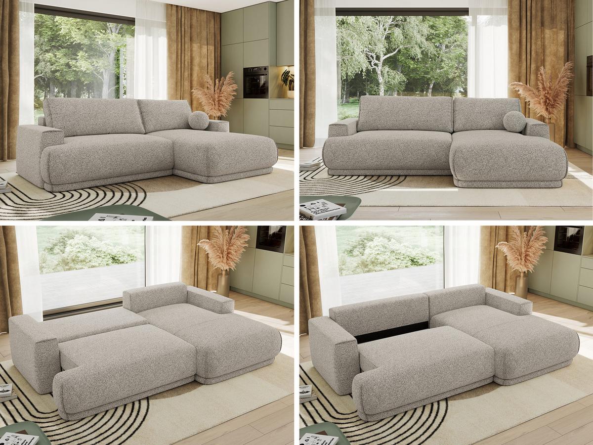 ECKSCHLAFSOFA RINA L Hellgrau Strukture - rechts - Hellgrau/Schwarz, Kunststoff/Textil (170/267cm) - MKS